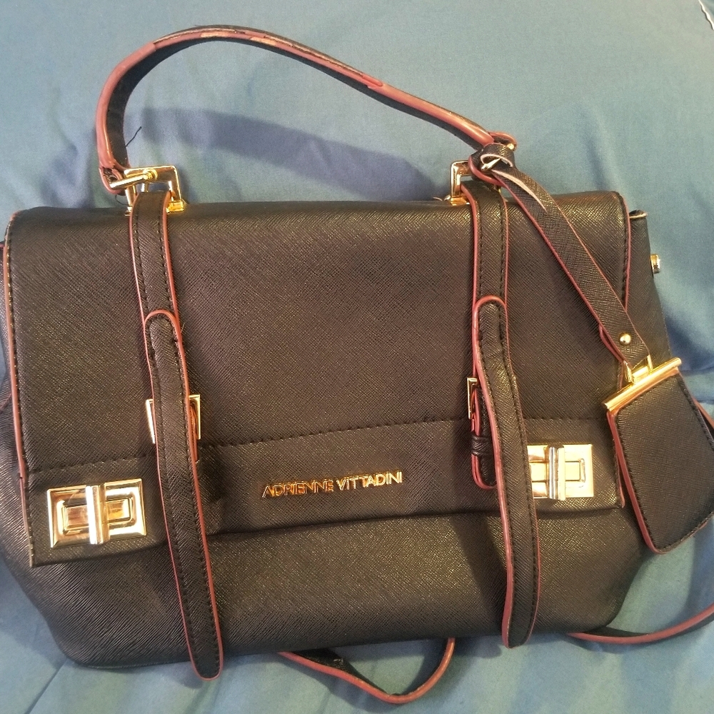 Large leather satchel with gold clasps